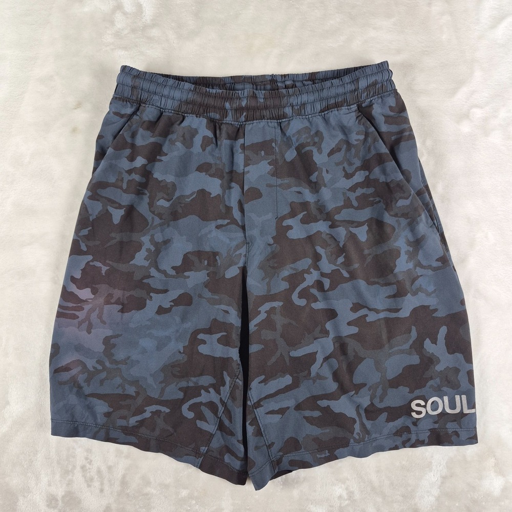Lululemon Pace Breaker Shorts Men's Medium Blue Lined Camo 9" Training Gym Run